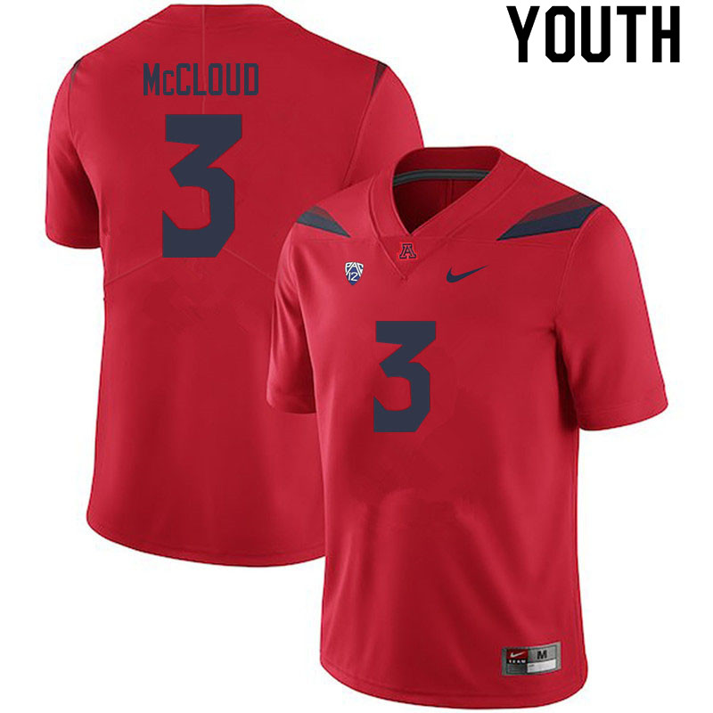 Youth #3 Jordan McCloud Arizona Wildcats College Football Jerseys Sale-Red